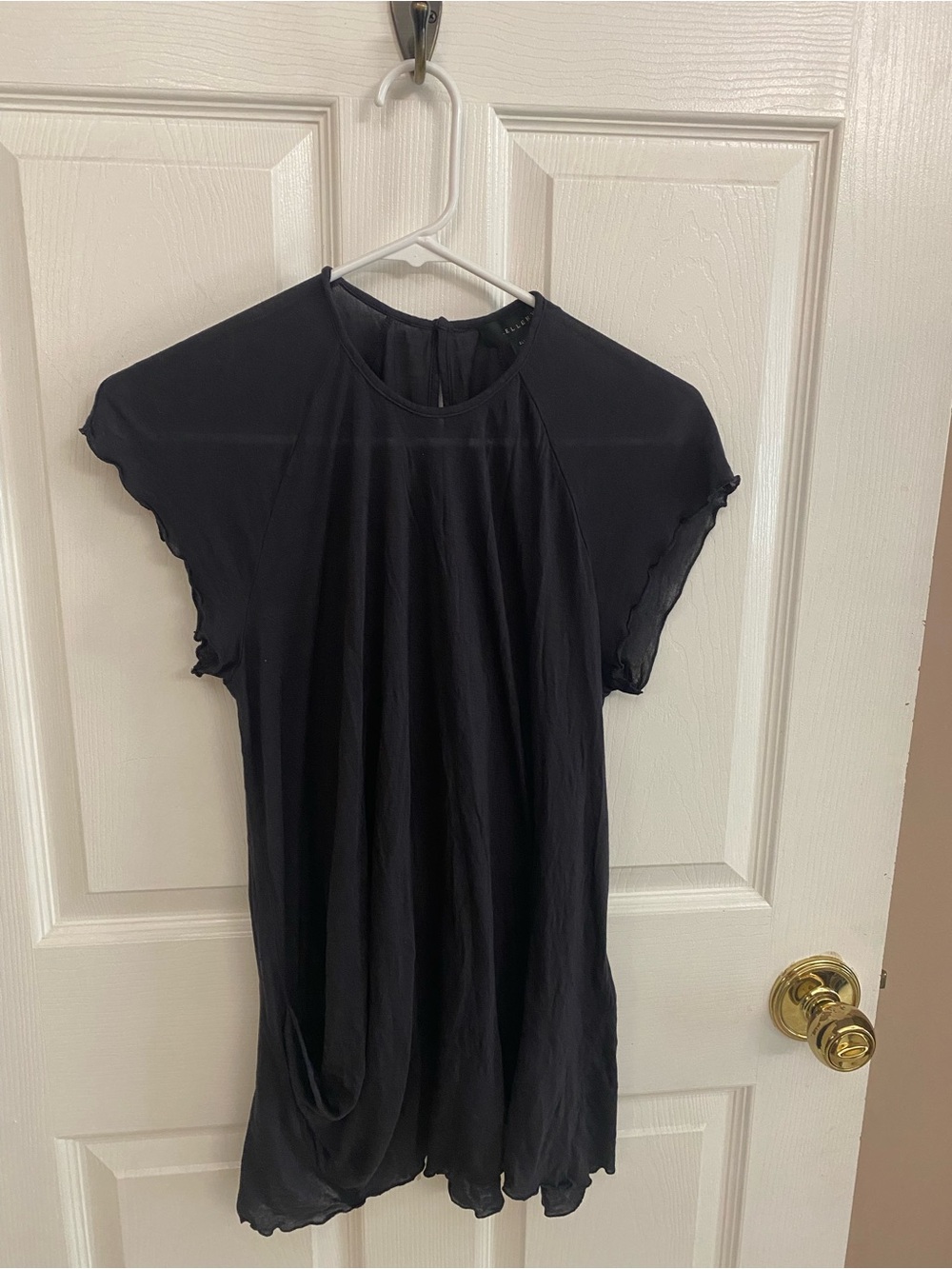 Ellery Black Short Sleeve Ruffle-Edge Tunic